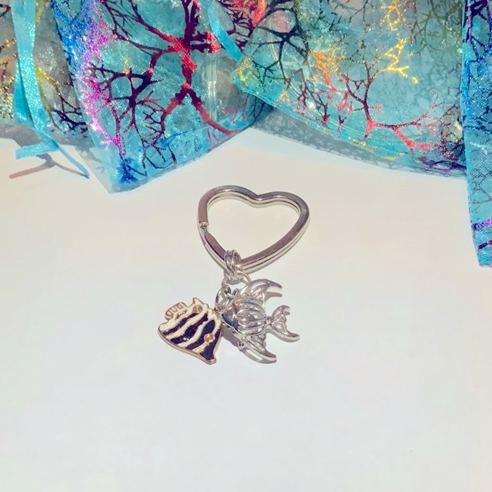 Fish in the Sea Charm Heart Keychain